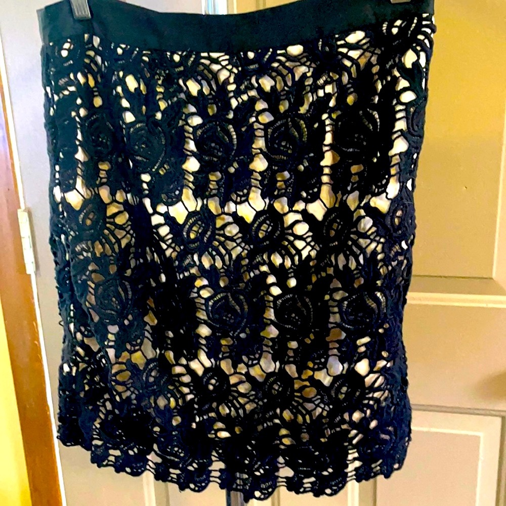 Cream Skirt with Black Pattern Shell